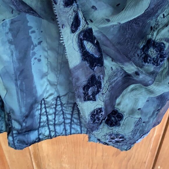 Ebene by P Assuline blue sheer silk ruffled dress - Picture 9 of 10